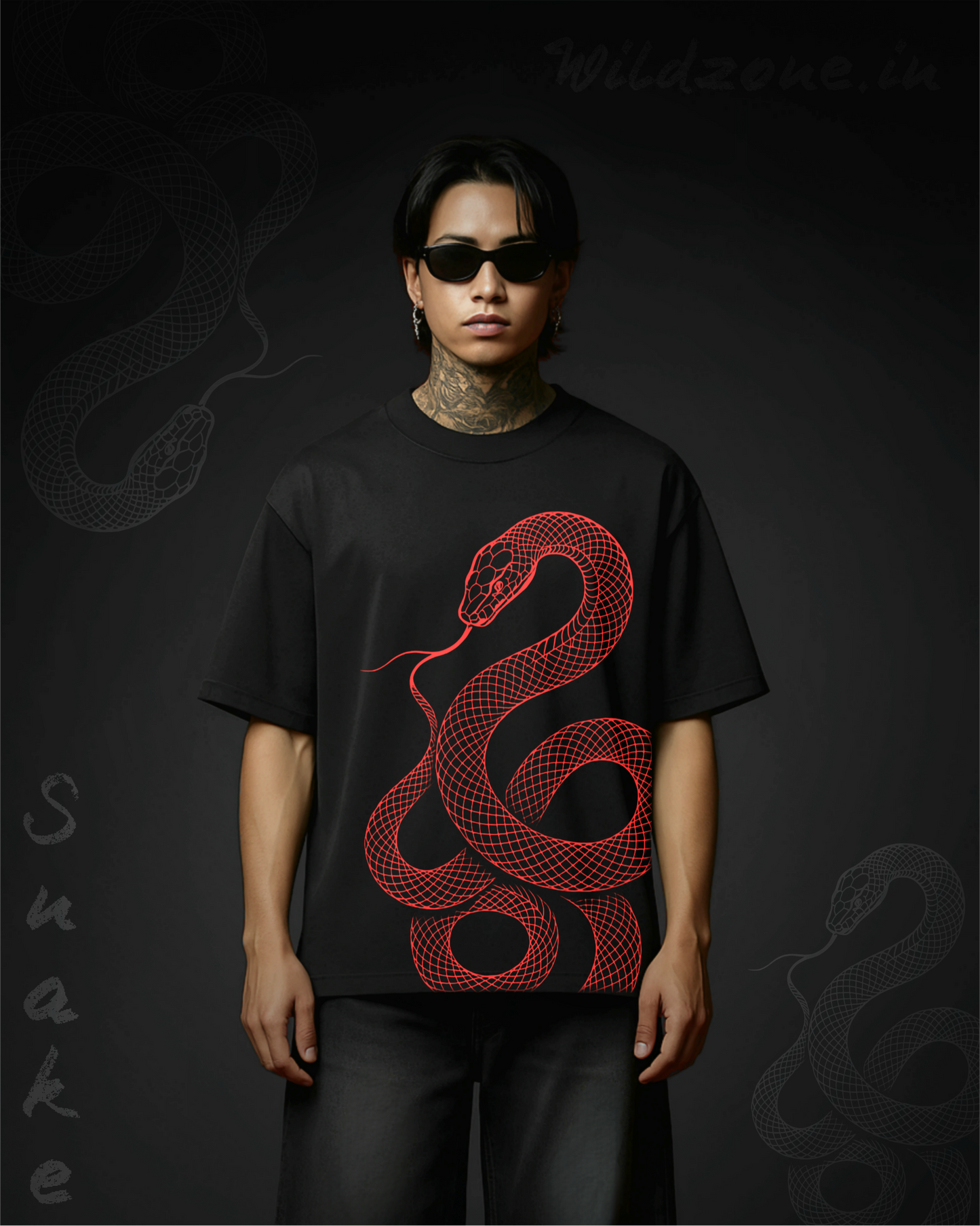 Red Snake Unisex Oversized Tee