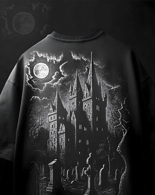 Moonlit Castle Unisex Oversized Tee