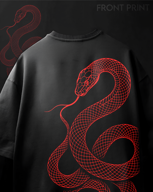 Red Snake Unisex Oversized Tee