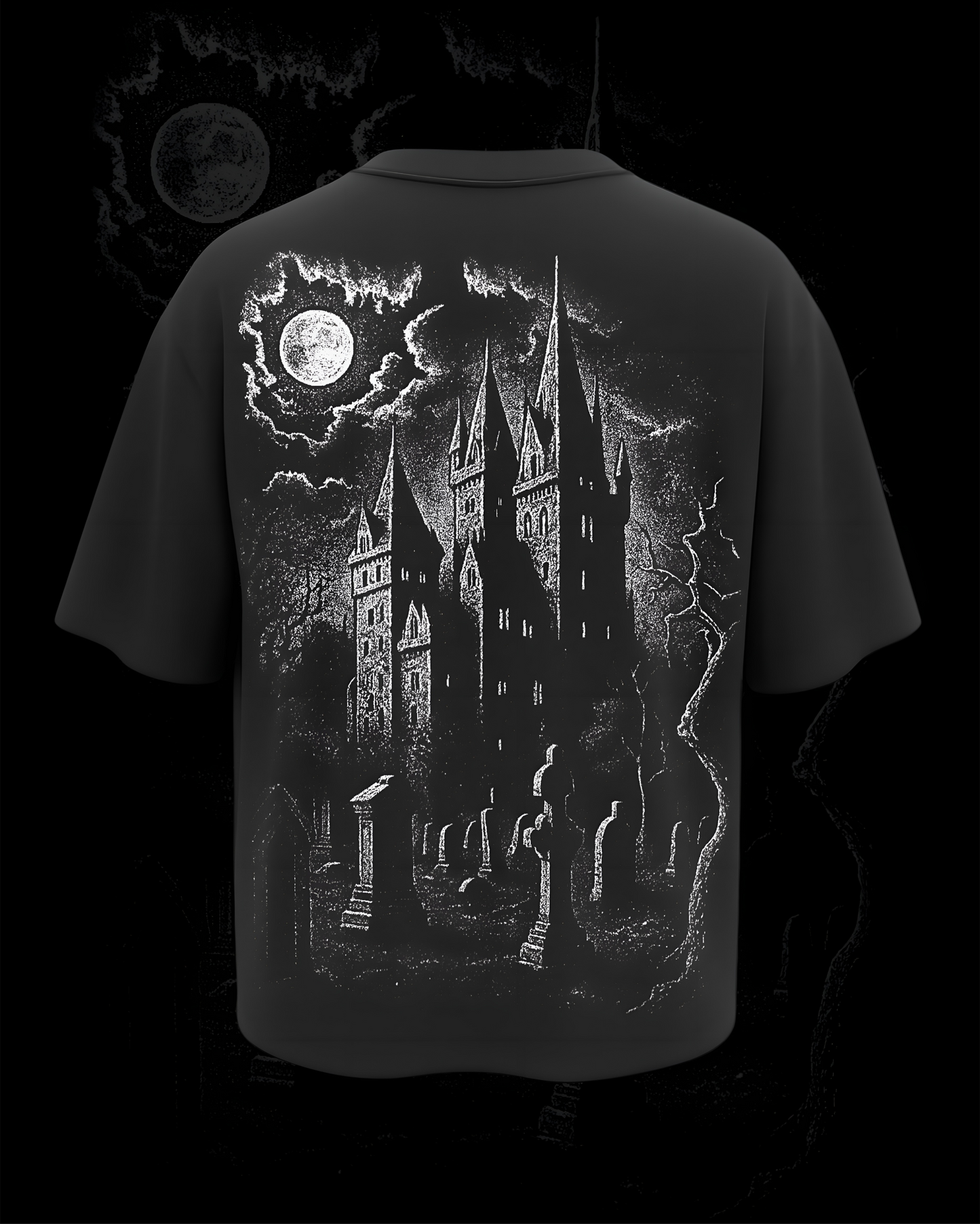 Moonlit Castle Unisex Oversized Tee